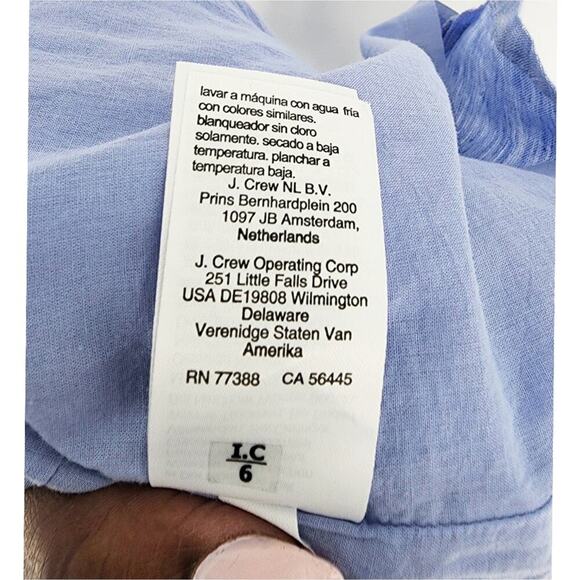 J.Crew Linen Daydream Smocked Puff-Sleeve Midi Dress – Size S – French Blue - Picture 6 of 8